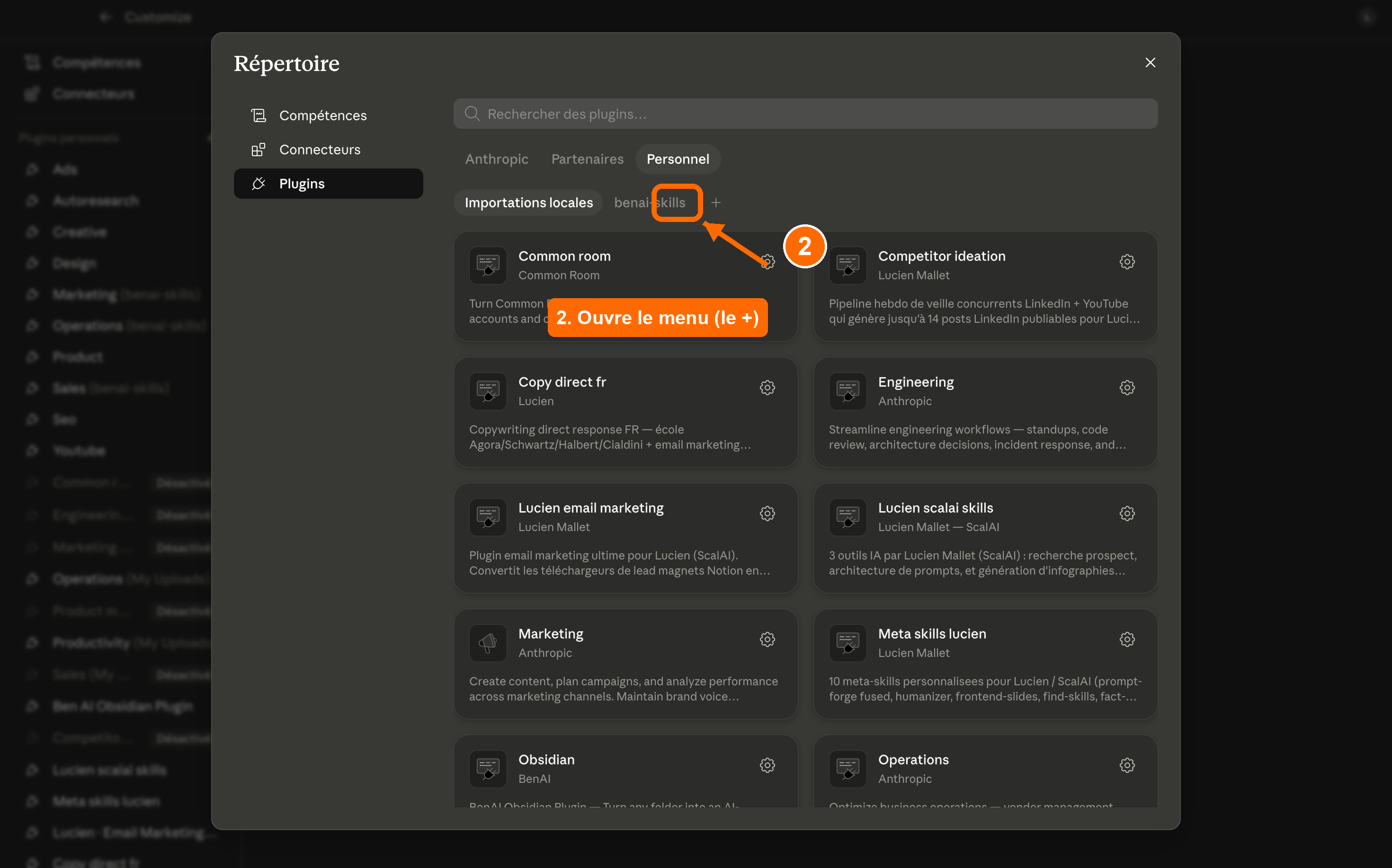 Étape 2 : onglet Plugin